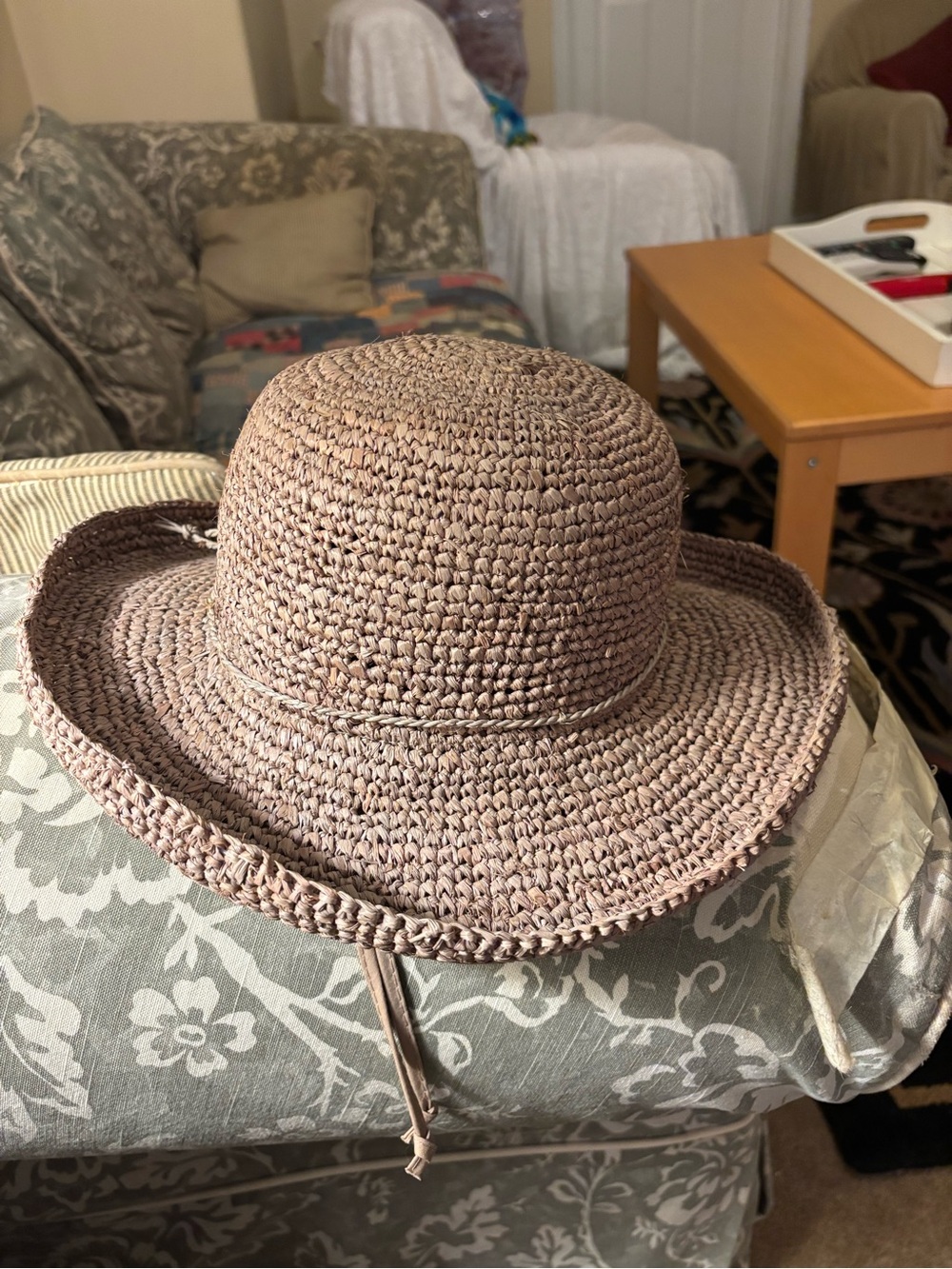 Wallaroo Petite Catalina Raffia Crochet Sun Hat Adjustable Drawstring Mushroom